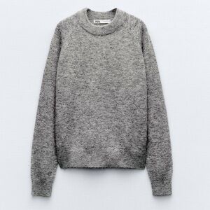 ⭐️ Zara Alpaca Wool Blend Heather Gray Crewneck Sweater Medium